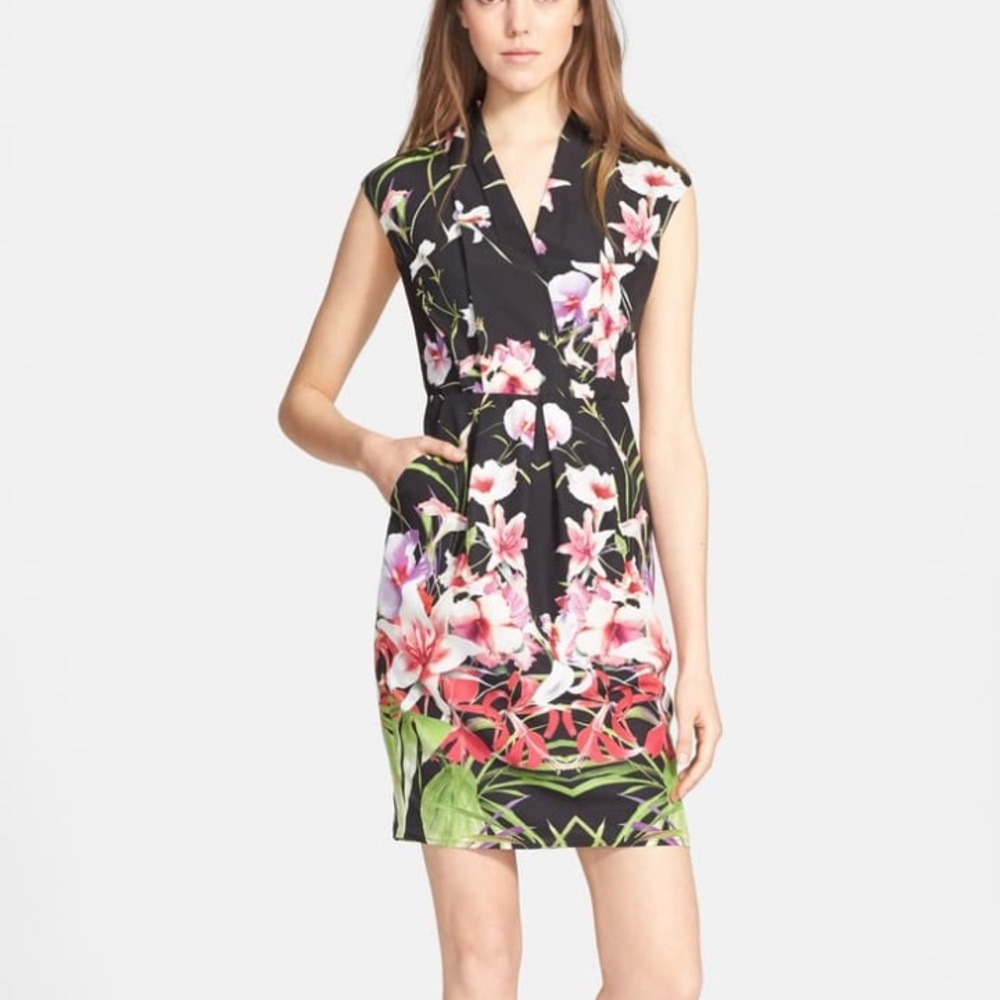 Ted Baker Sz 1 (US 2-4) Ieshia mirrored tropics floral dress